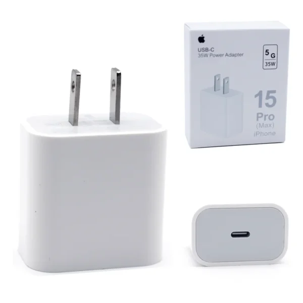 CABEZAL CARGADOR IPHONE 35W POWER ADAPTER USB-C PATA AMERICANA RECTA