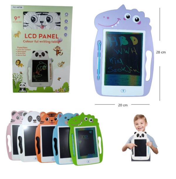 PIZARRA MAGICA ANIMALES 9″ MULTICOLOR – BOTON PARA BORRAR – INCLUYE PILA Y LAPIZ