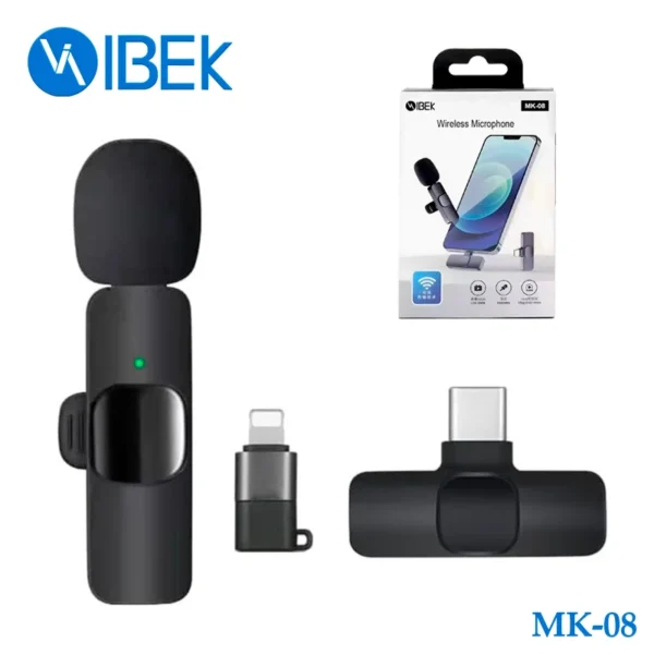 MICRÓFONO CORBATERO INALÁMBRICO WIRELESS USB C Y LIGHTNING 2 EN 1 IBEK