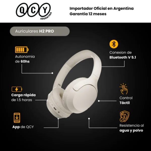 Auriculares Inalambricos Bluetooth Qcy H2 Pro - Blanco y Negro - Segunda marca de XIAOMI - 100% calidad garantizada - Imagen 2