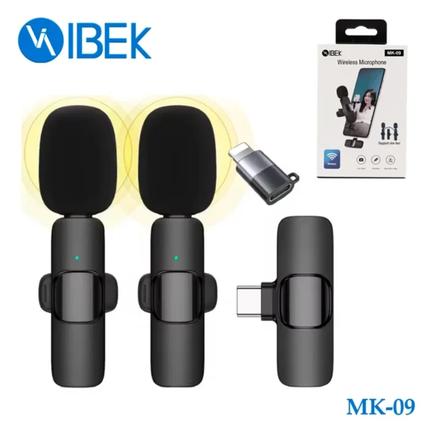 MICRÓFONO CORBATERO INALÁMBRICO 2 MICRÓFONOS WIRELESS USB C Y LIGHTNING IBEK
