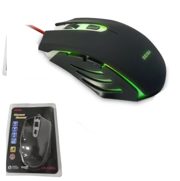 MOUSE GAMER SEISA 6 BOTONES – CABLE CORDON – LUCES