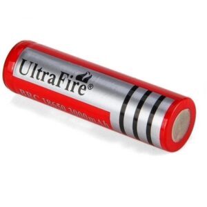 PILA/PILON RECARGABLE ULTRAFIRE ROJA 18650 PARA PARLANTES – LINTERNAS TACTICAS – VAPER – MICROFONO BLUETOOTH
