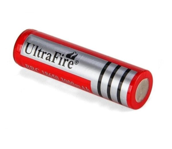 PILA/PILON RECARGABLE ULTRAFIRE ROJA 18650 PARA PARLANTES – LINTERNAS TACTICAS – VAPER – MICROFONO BLUETOOTH