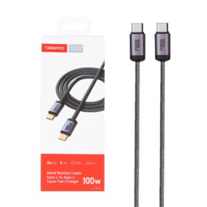 CABLE PD TIPO C A TIPO C TRANYOO 100W MALLADO METALICO – 2,00 METROS – CARGA RAPIDA CALIDAD!