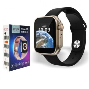 RELOJ SMARTWATCH AITECH CUADRADO NEGRO – BATERIA RECARGABLE – BLUETOOTH