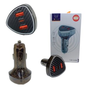 CARGADOR TIME 12V 66W TRANSPARENTE – 1 ENTRADA PD TIPO C 36W + 2 USB 15W QUALCOMM