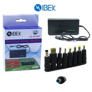 CARGADOR NOTEBOOK UNIVERSAL IBEK PIN HP AZUL – 8 FICHAS INTERCAMBIABLES 120W