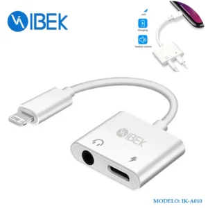 ADAPTADOR PARA AURICULAR 3.5MM Y CARGADOR LIGHTNING CARGA RÁPIDA PD IK-A010 IBEK