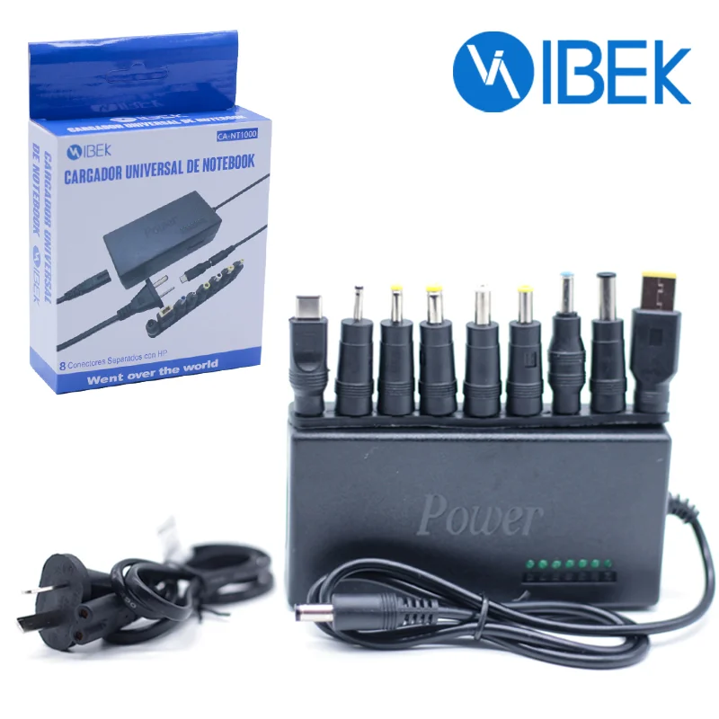 CARGADOR UNIVERSAL NOTEBOOK LAPTOP NETBOOK 8 CONECTORES + 1 TYPE C IBEK