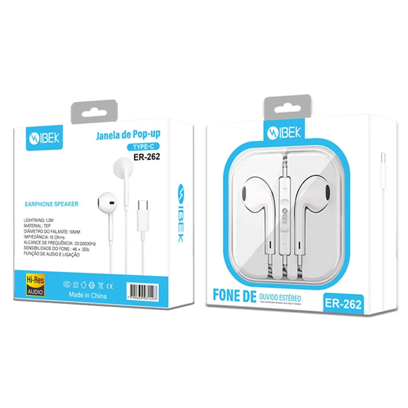 AURICULARES TYPE C CON CONTROL DE VOLUMEN Y MANOS LIBRES IBEK