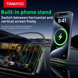 CABLE C-C TRANYOO 240W CON SOPORTE PARA CELULAR SUPER CALIDAD