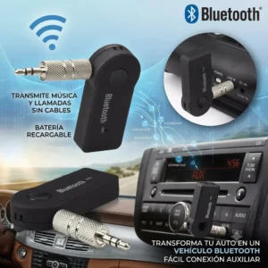 RECEPTOR BLUETOOTH CAJA BLANCA PARA STEREO DE AUTO / PARLANTES BATERÍA RECARGABLE SE CONECTA POR MINIPLUG