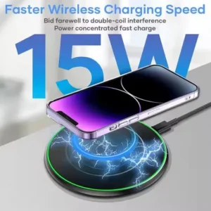 BASE DE CARGA INALAMBRICA 15W PARA CELULARES CON TECNOLOGIA Qi