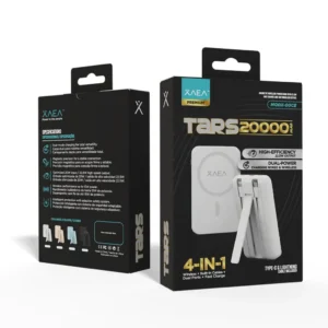 POWER BANK 20000 MAH XAEA - BLANCO - CARGA INALAMBRICA Y POR CABLE