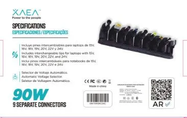 CARGADORES DE NOTEBOOK AUTOMATICO 9 PINES CON TIPO C - XAEA - NEGRO