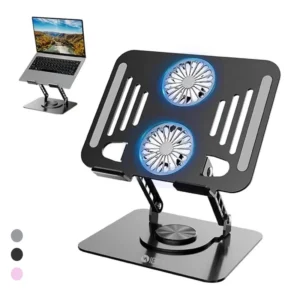 SOPORTE BASE COOLER GIRATORIO 360° PLEGABLE PARA NOTEBOOK TABLET CON DOBLE VENTILADOR IBEK